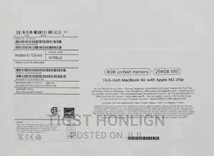 New Laptop Apple MacBook Air 8GB Apple M2 SSD 256GB