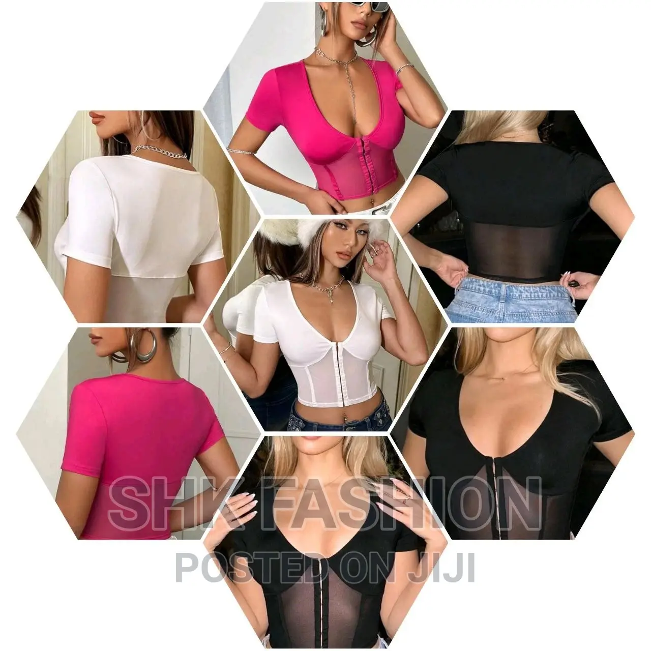 Hook and Eye Mesh Insert Crop Tee