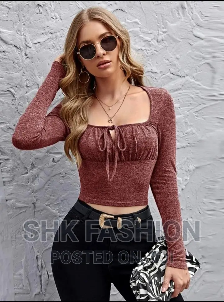 Tie Front Ruched Bust Crop Top