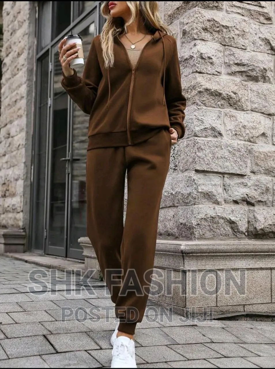 Cotton Zip Up Sweatshirt Drawstring Waist Sweatpants