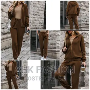 Cotton Zip Up Sweatshirt Drawstring Waist Sweatpants