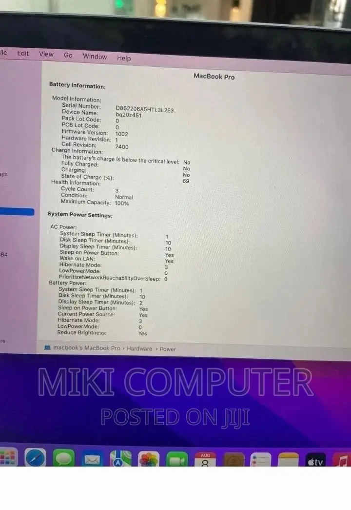 New Laptop Apple MacBook Pro 2020 M1 8GB SSD 256GB