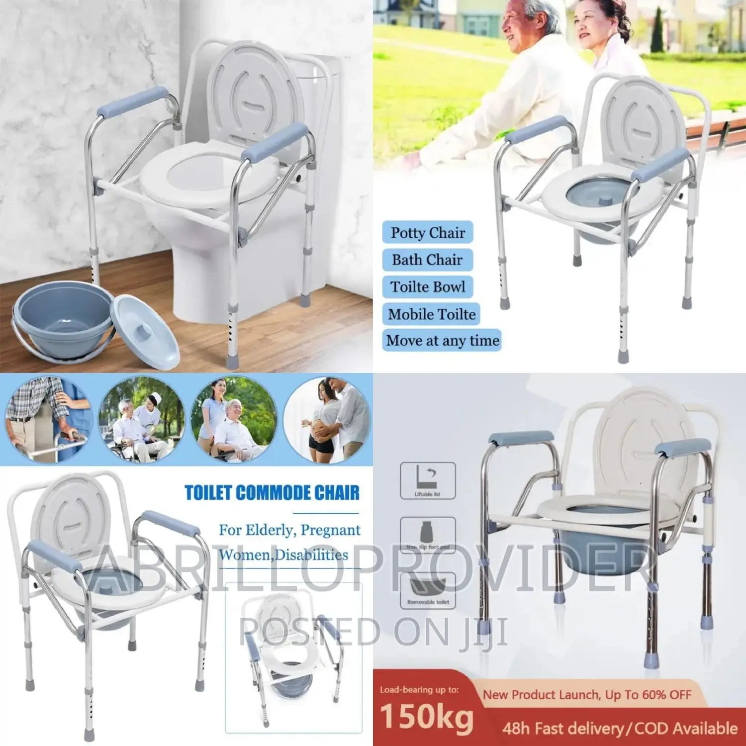 Folding Bedside Commode Chair-