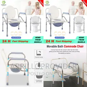 Folding Commode Steel Commode Elderly, Height Adjustable