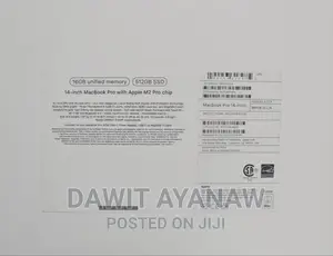 New Laptop Apple MacBook Pro 2023 M2 16GB Apple M2 SSD 512GB