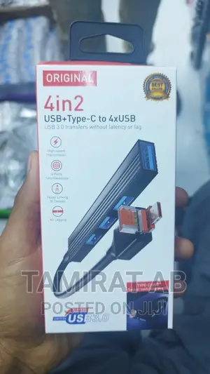4in2 USB + Type-C to 4xusb Hub, High Speed Data Transfer
