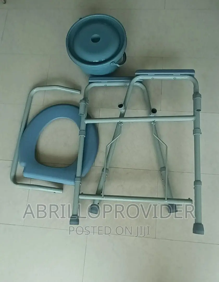 Gray COMMODE CHAIR, Foldable Commode Chair