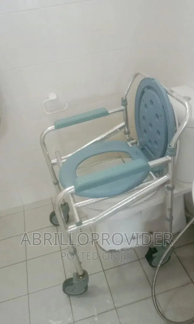Gray COMMODE CHAIR, Foldable Commode Chair