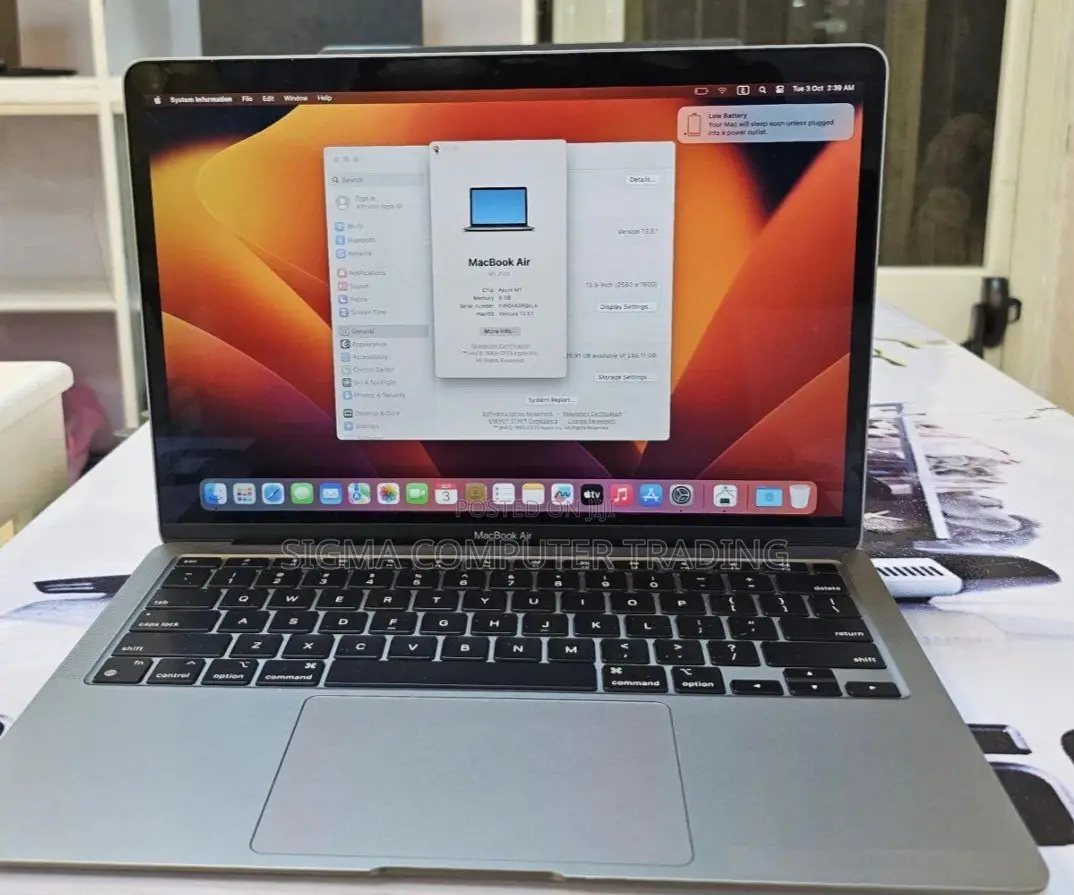 New Laptop Apple MacBook Air 2020 M1 8GB Apple M1 SSD 256GB