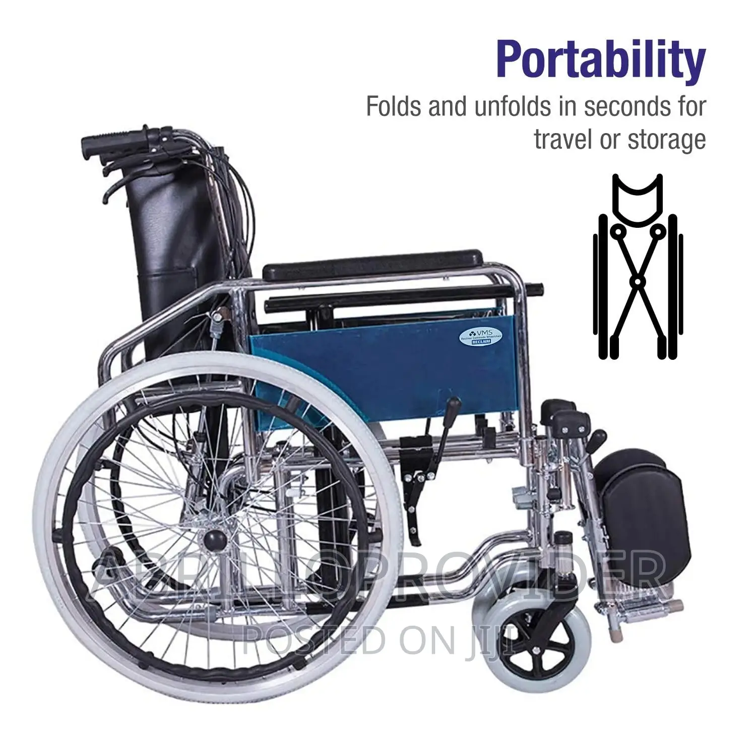 VMS Recliner Commode Wheelchair Reclaim Chrome Wheelchair