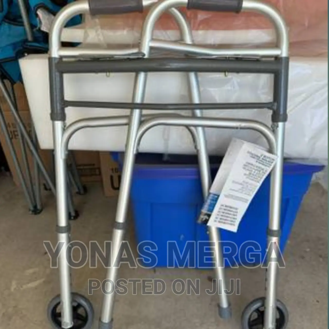 /Walker/Beriatric Dual Button Folding #/Walker/ With Wheels