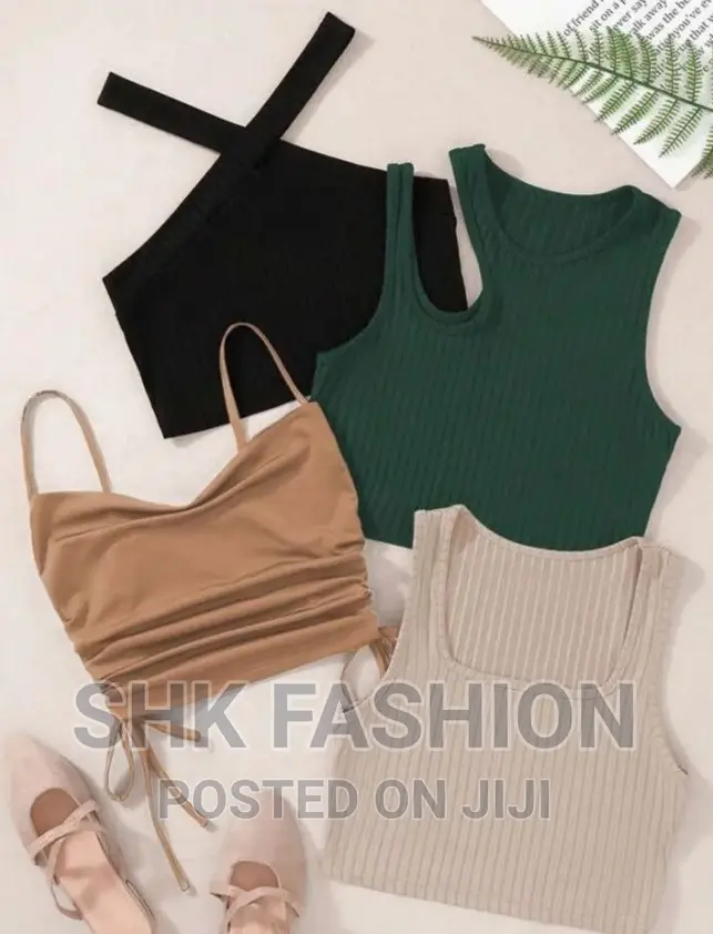 4 Pack Solid Drawstring Side Cami Halter Top Tank Top