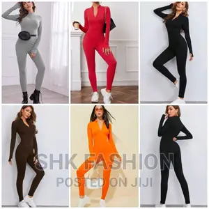 Zip Half Placket Unitard Jumpsuit