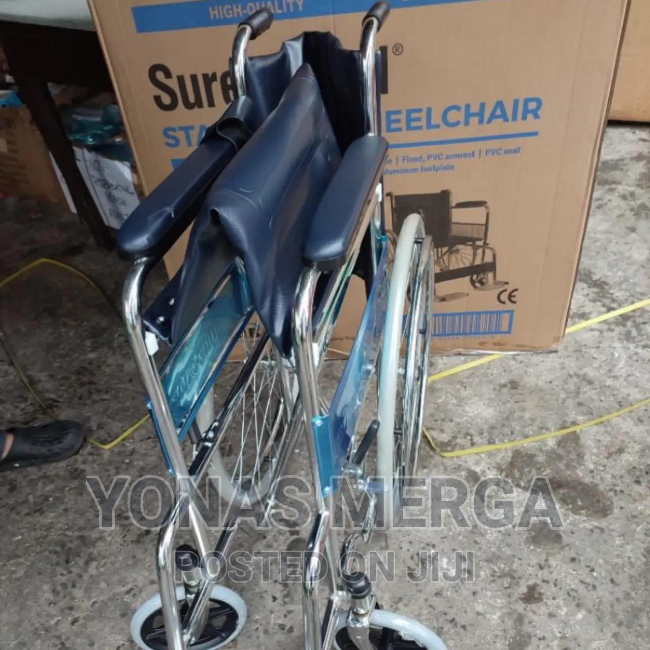24"Wheeled Wheelchair/Black Leather Wheel-Chair/Wheelchair