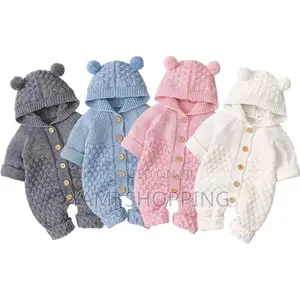 Unisex Comfy Knitted Bear Ear Hooded Sweater Jumpsuit