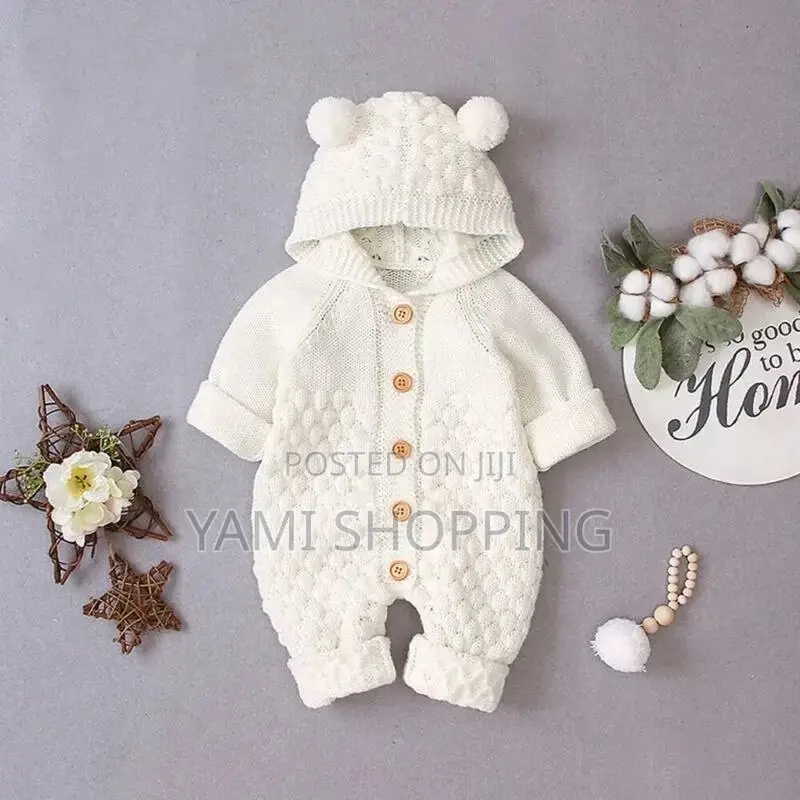 Unisex Comfy Knitted Bear Ear Hooded Sweater Jumpsuit
