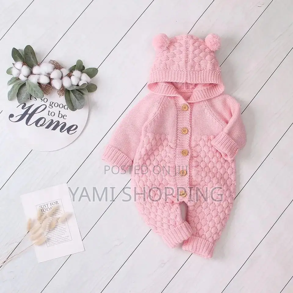 Unisex Comfy Knitted Bear Ear Hooded Sweater Jumpsuit
