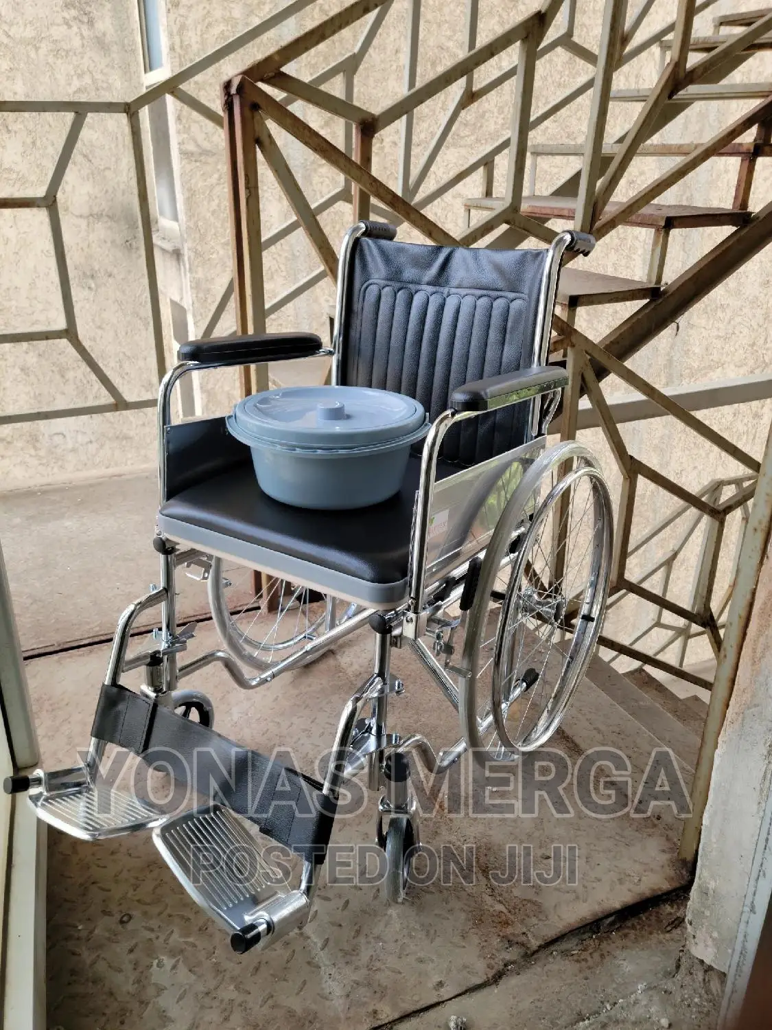 Chrome Relax India COMMODE Wheelchair With Wheel (CROME)