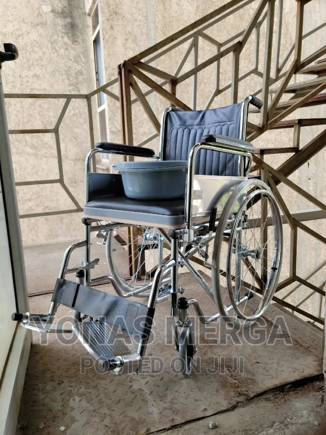 Chrome Relax India COMMODE Wheelchair With Wheel (CROME)