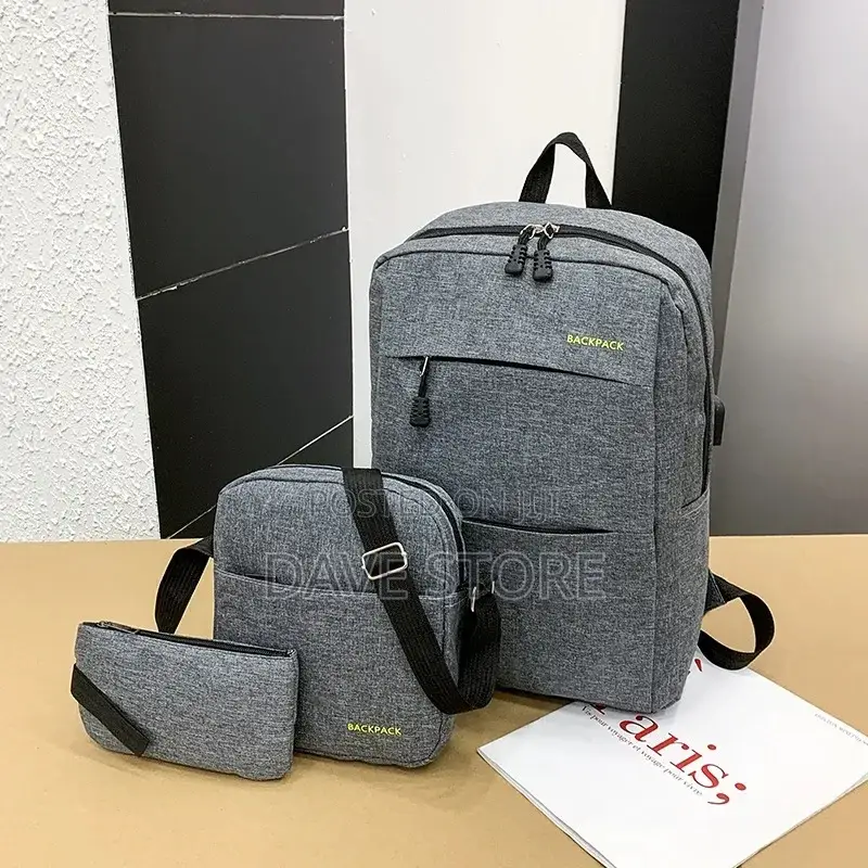 3pcs Backpack የራሱ USB መሰኪያ ያለው
ለአያያዝ ምቹ የሆነ እጅግ ዘመናዊ ቦርሳ