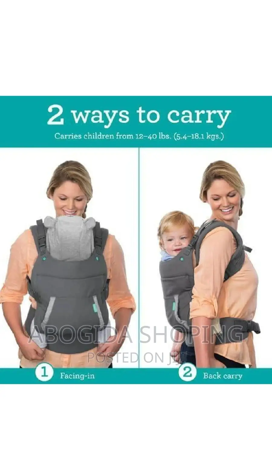 Infantino Baby Carrier (ባለ ኮፍያ)