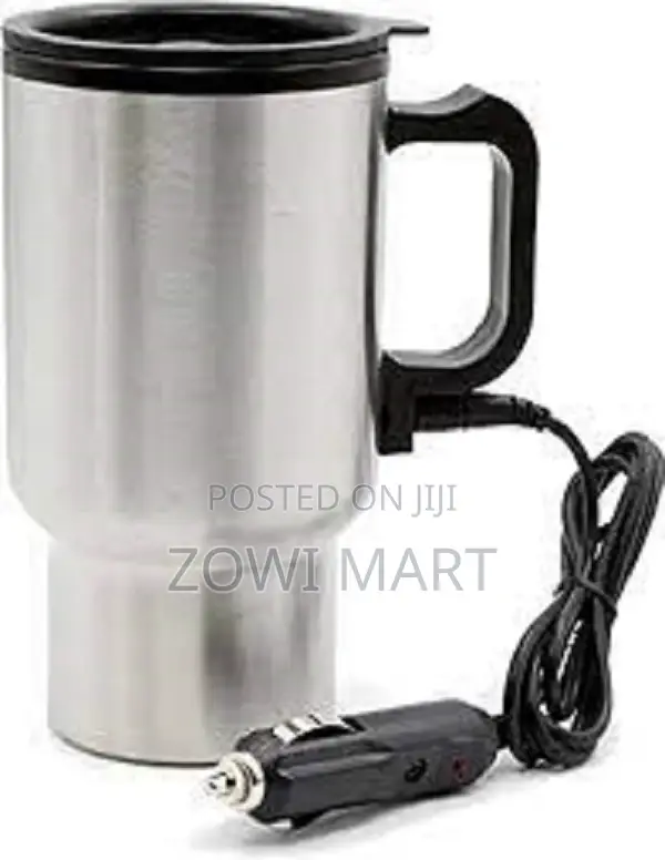 Car Travel Electric Mug Silver Double Wall Stainless Steel