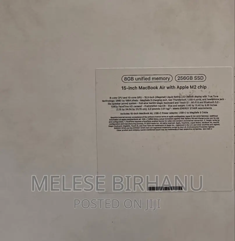 New Laptop Apple MacBook Air 2022 M2 8GB Intel Core I7 SSD 256GB