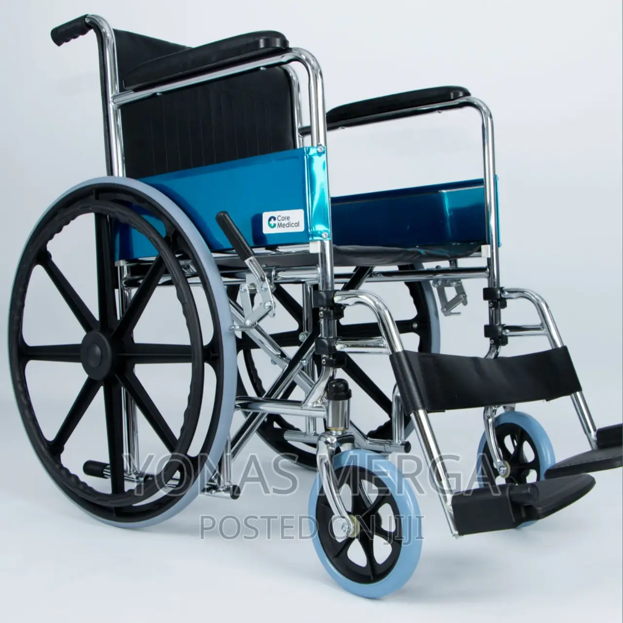 Steel Manual Wheelchair.Alk875 46cm Hard Wheelchair