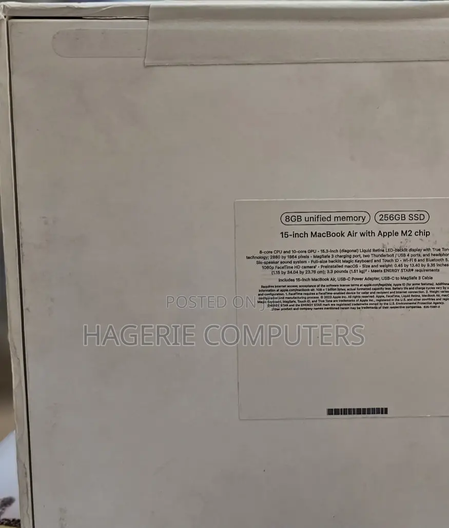 New Laptop Apple MacBook Air 2022 M2 8GB Apple M2 SSD 256GB