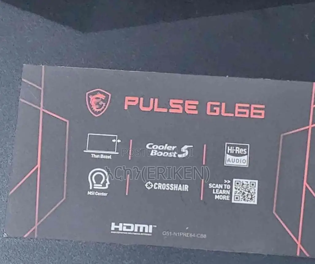 New Laptop MSI Pulse GL66 16GB Intel Core I7 SSD 512GB