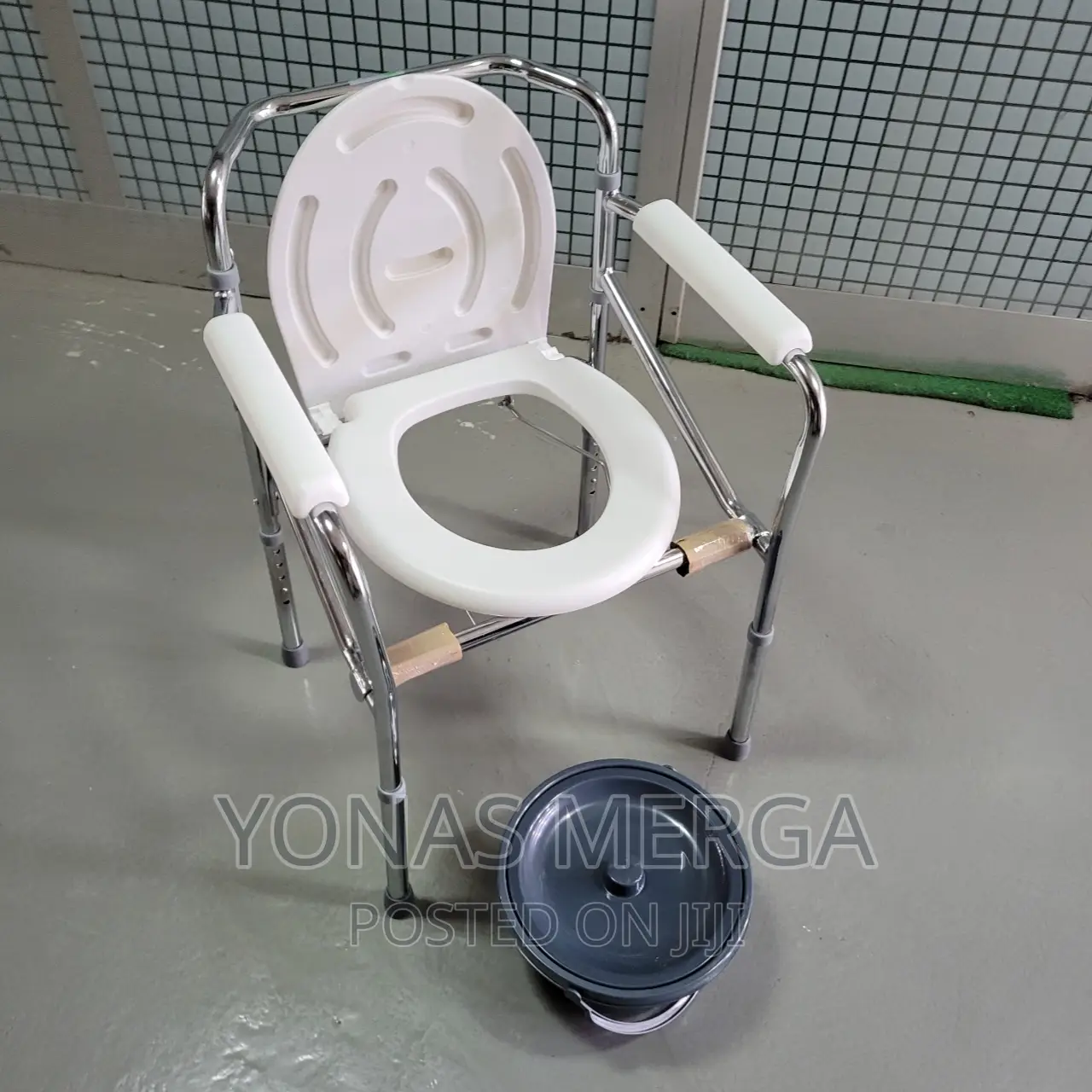 Probasics Drop Arm Commode With Removable Back, Bucket Lid