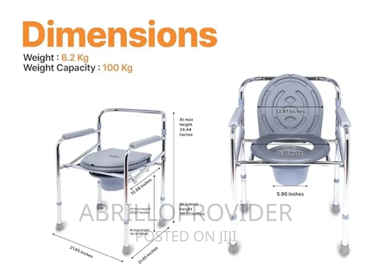 3-in-1 Commode Chair Toilet, Easy Portable Toilet Chair