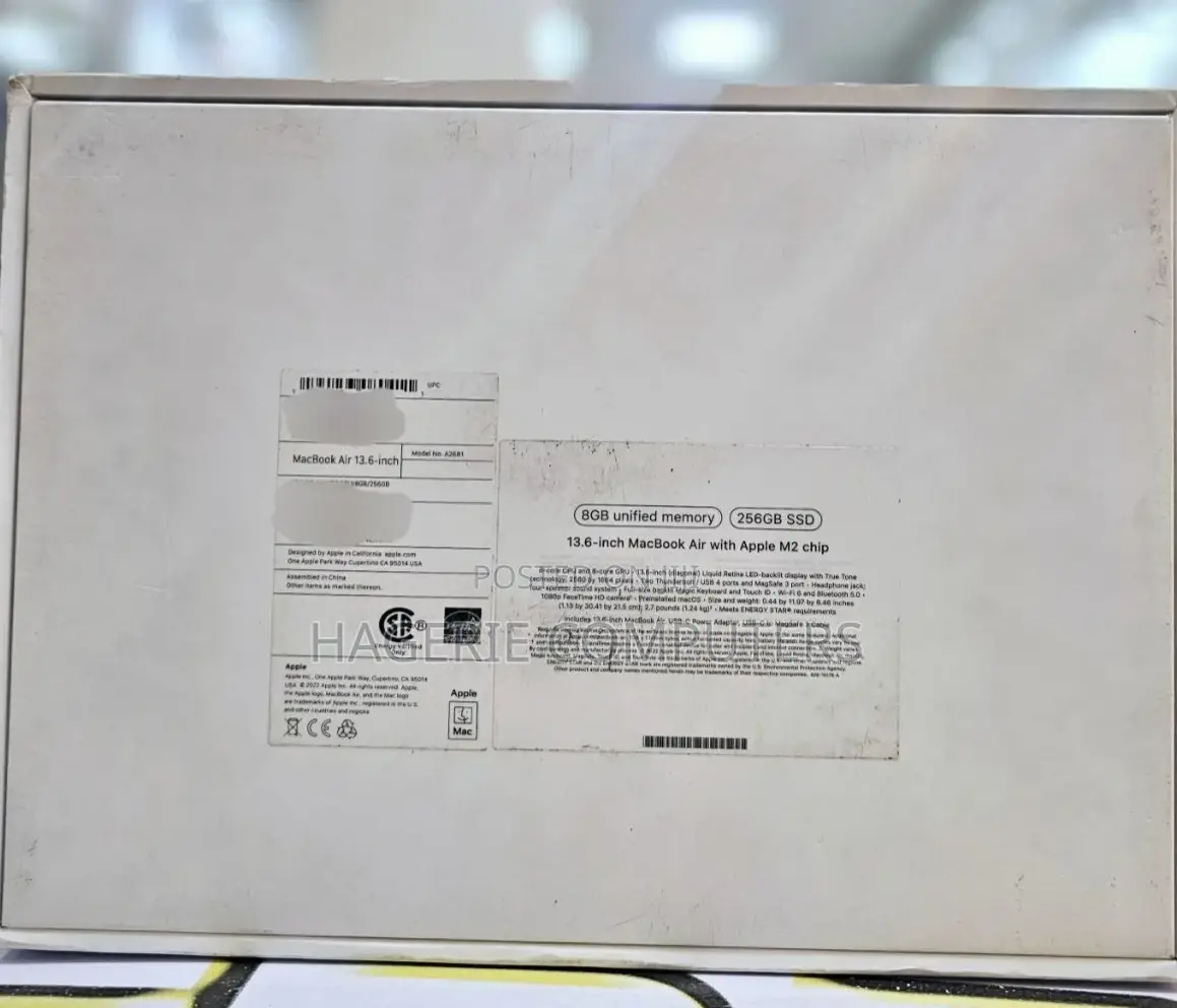 New Laptop Apple MacBook Air 2022 M2 8GB Apple M2 SSD 256GB