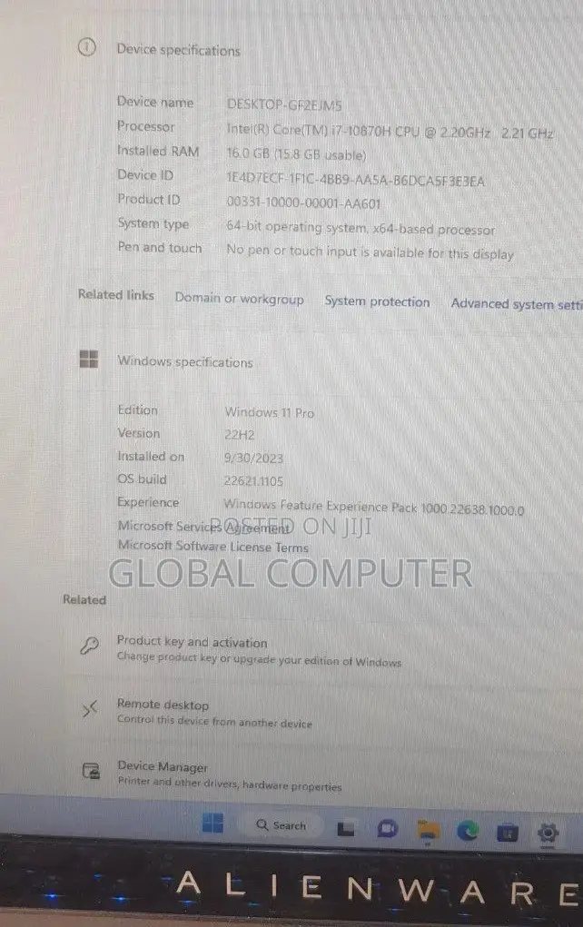 New Laptop Alienware Area-51m 16GB Intel Core I7 SSD 1T