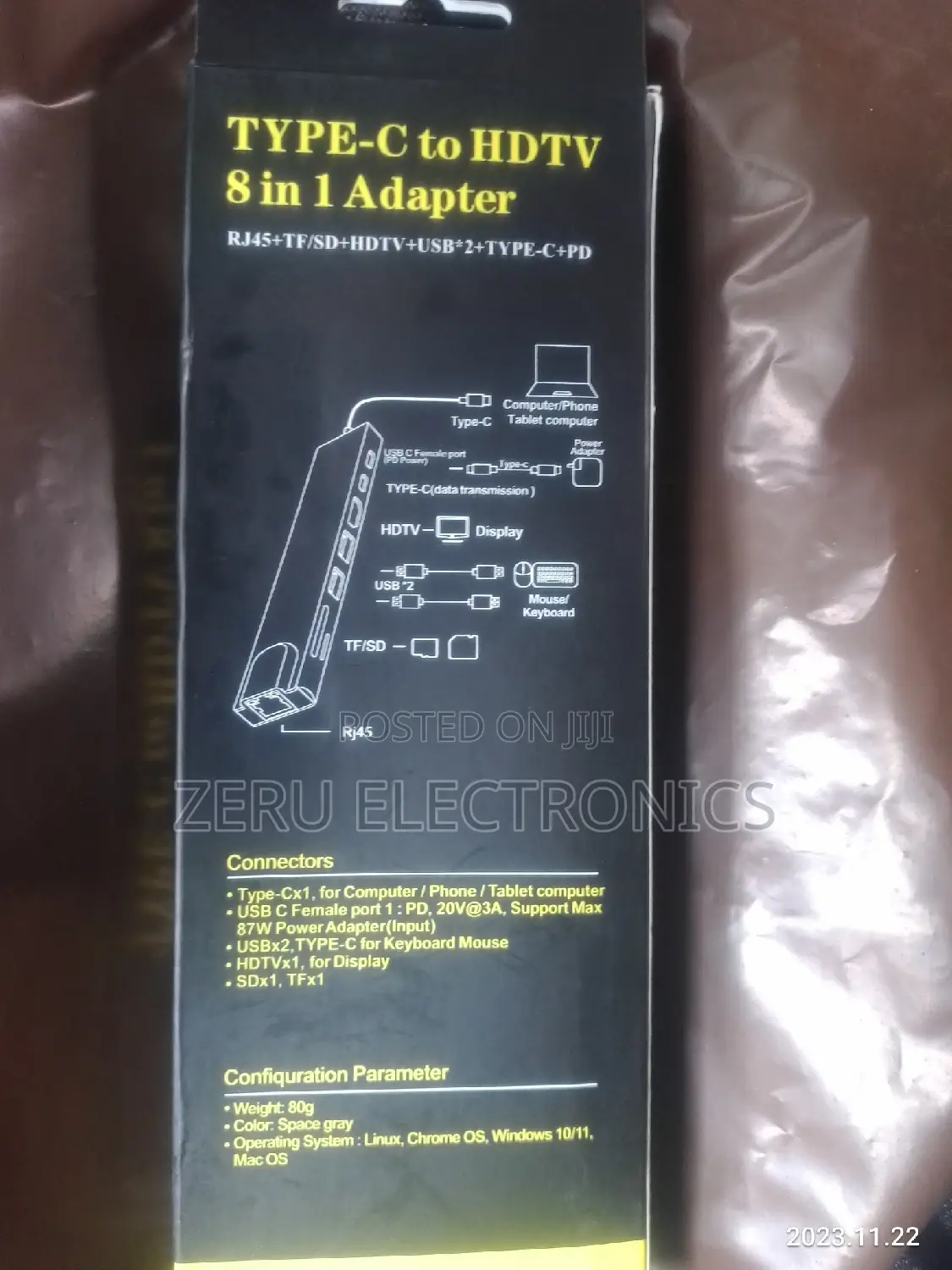 Type C to HDTV 8 in 1 Adapter Space Gray