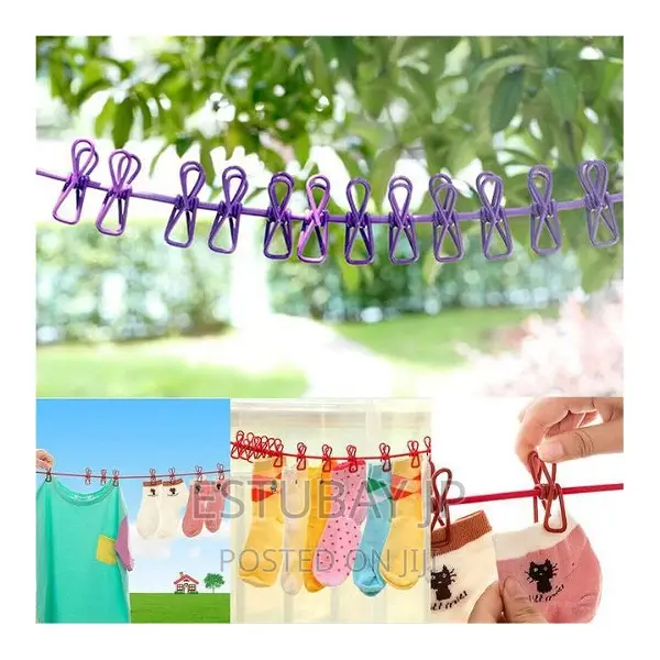 Elastic Laundry Rope With 12 Clothespins