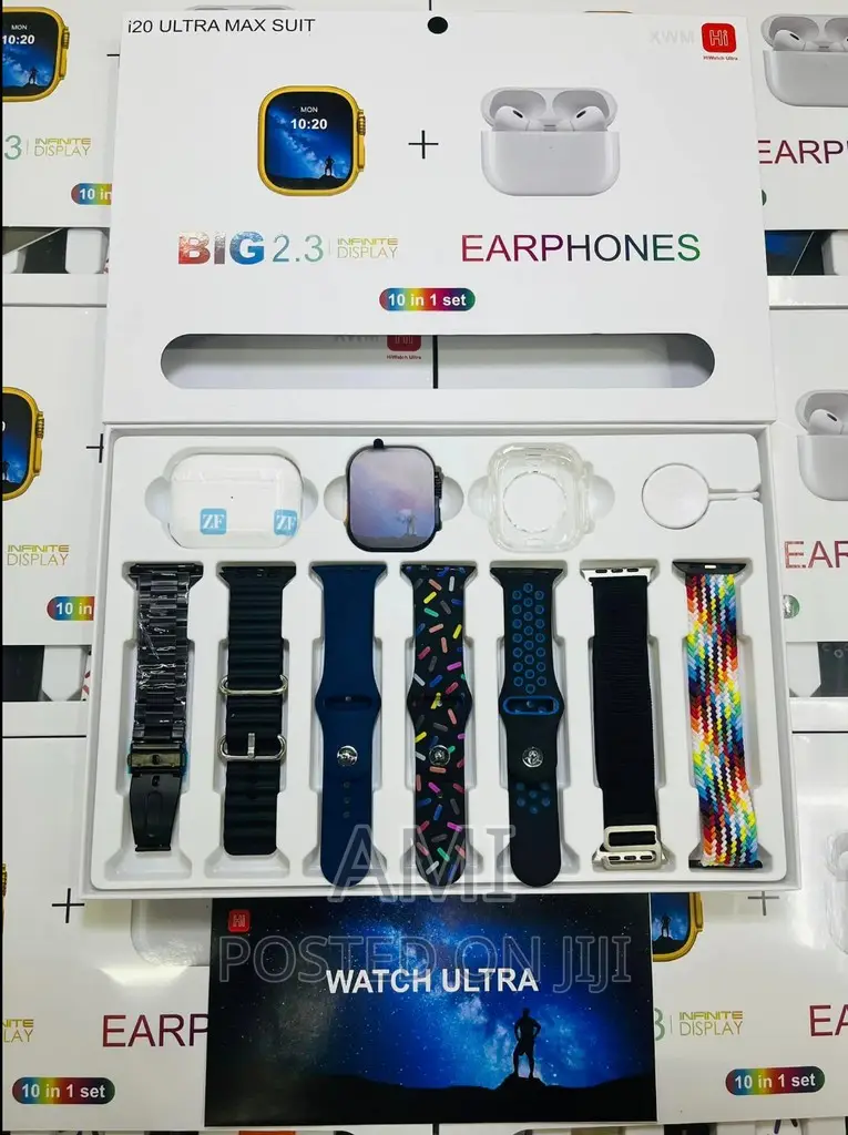 I20ultra Max Smart Watch+7straps+Earbud+Watchcase All in Box
