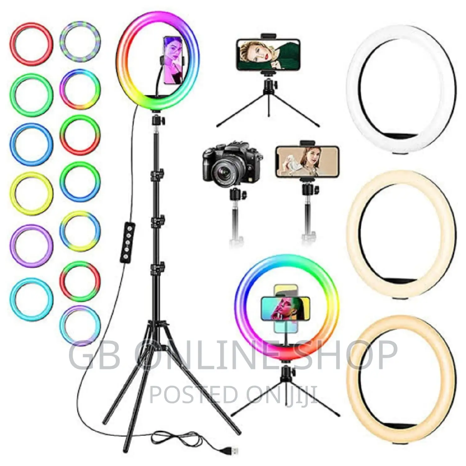 RGB LED Soft Ring Light + Phone Holder Stand
