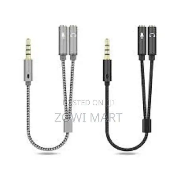 2 in 1 AUX Cable Stereo Audio Jack Male to 2 Female Microph