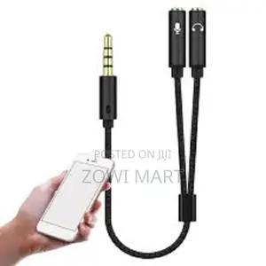 2 in 1 AUX Cable Stereo Audio Jack Male to 2 Female Microph