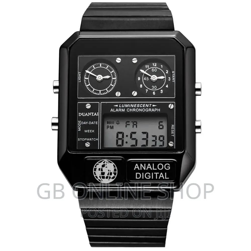 DUANTAI Mens Luxury Fashion Full Steel Square Watch