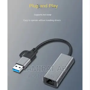 USB3.0/Type-c3.1 to RJ45 Ethernet Adapter for Laptop PC