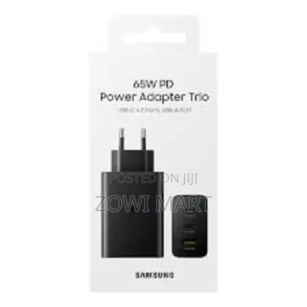 65W Samsung Power Adapter Trio USB C X 2 Ports, USB-A Port