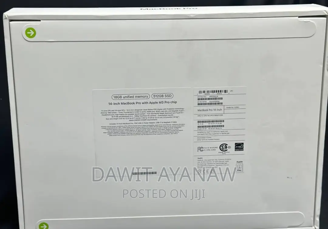 New Apple MacBook Pro 2023 M3 14-Inch 16GB Apple M3 Pro SSD 512GB