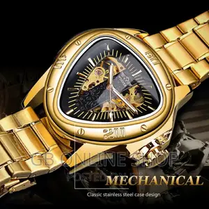 WINNER Mens Triangle Watch Steel Skeleton Automatic Watch