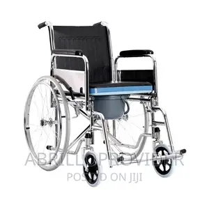 Steel Chrome) Detachable Armrest/Footrest Commode Wheelchair