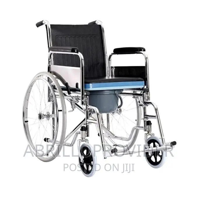 Steel Chrome) Detachable Armrest/Footrest Commode Wheelchair