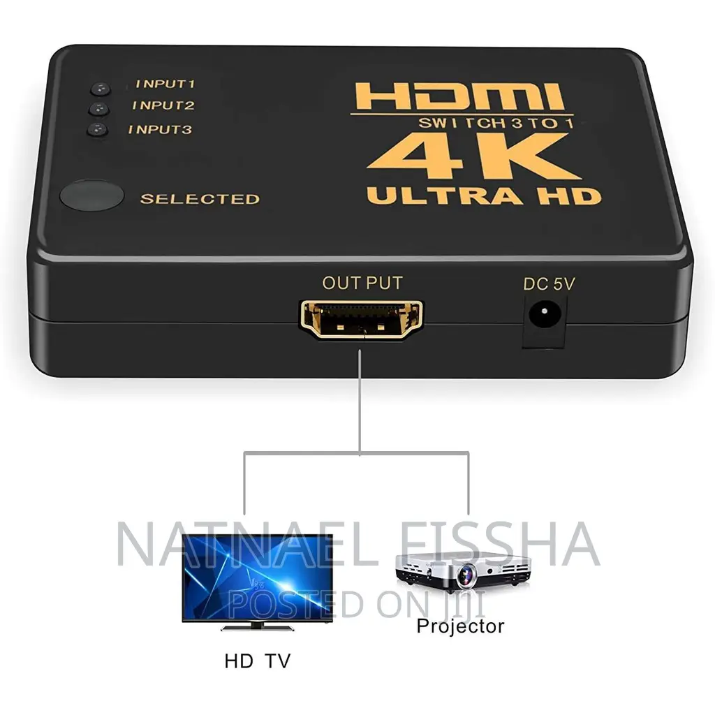 Hdmi Switch ከ3 Device ወደ 1 Tv