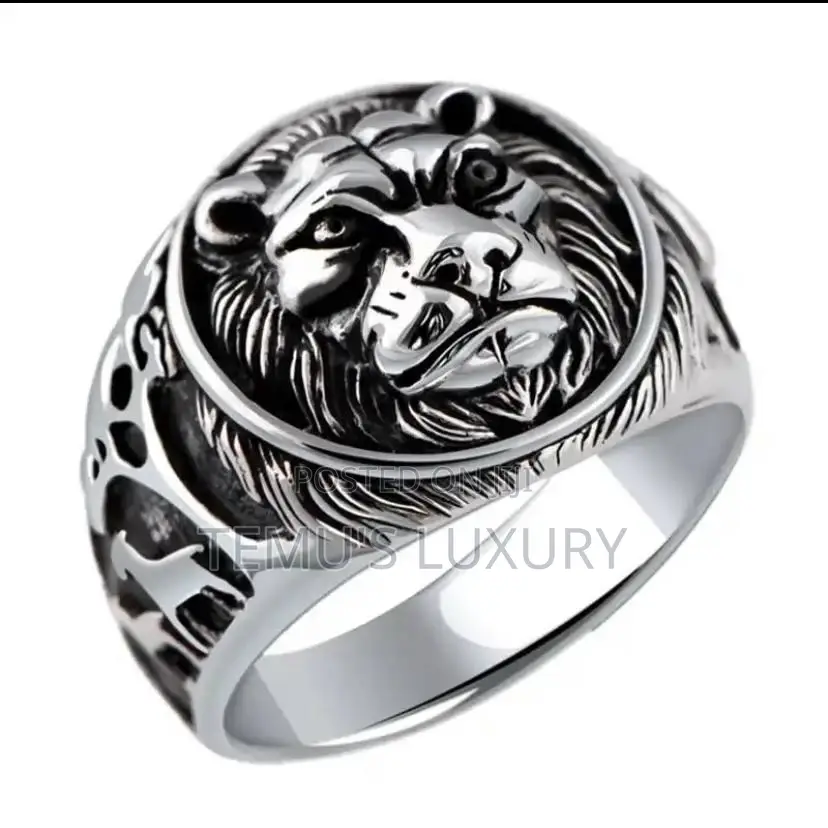 Vintage Punk Domineering Lion Head Ring Stainless Steel