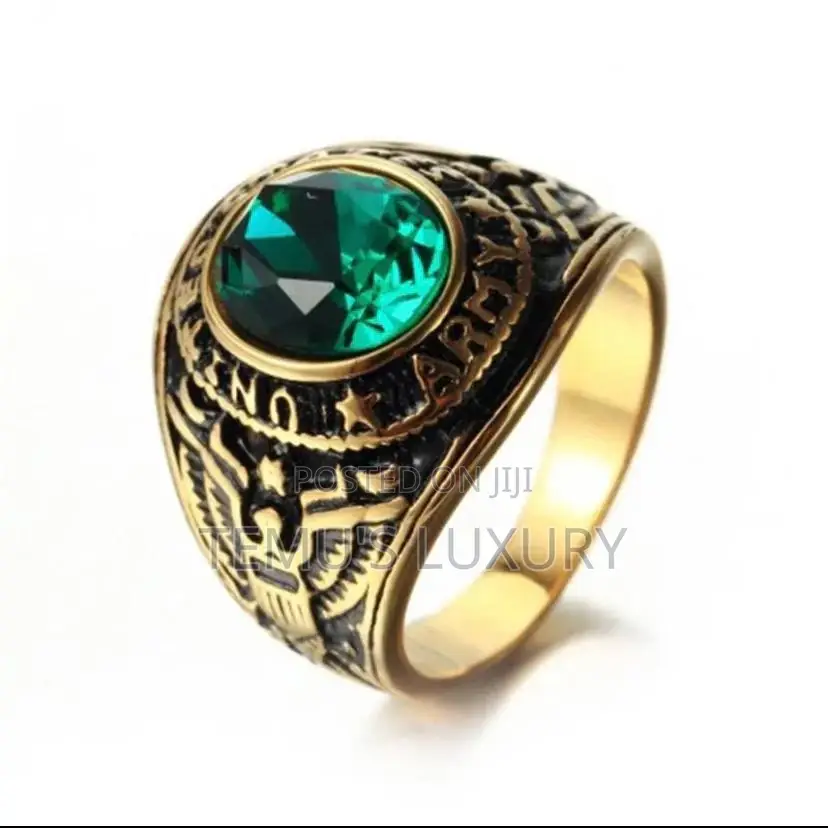 Stainless Steel Golden Crystal Carved Punk Rock Jewelry